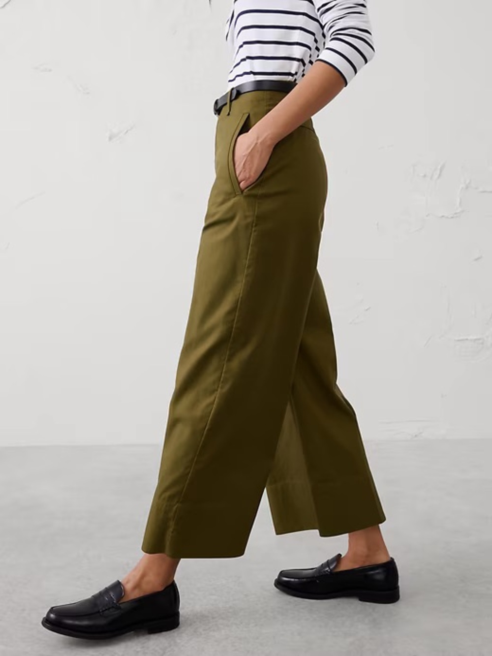 BR High Rise Wide-Leg Cropped Pant - Green